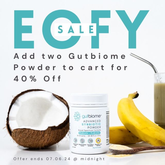Save 40% OFF your gut microbes with our EOFY Sale when you add two jars of Advanced Synbiotic Powder to your cart. ⁠
⁠
Offer ends Sunday 7th June at midnight (valid for the Powder only).⁠
⁠
ADD TO GUT from Link in Bio